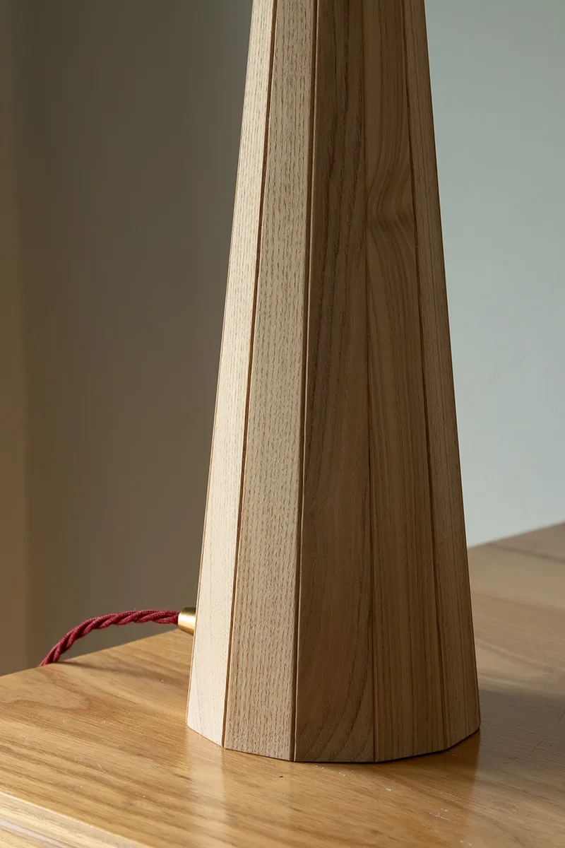 Detail of brass fitting and twisted fabric cable